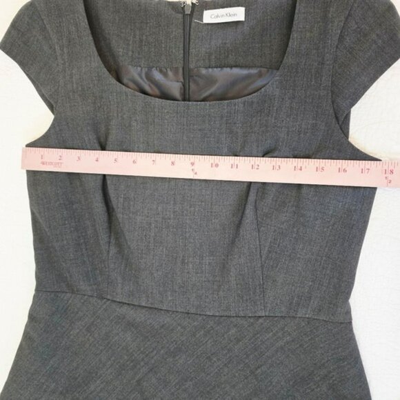 Calvin Klein Women's Career Mini Dress Size Large Charcoal Grey Cap Sleeves Work - Picture 13 of 15